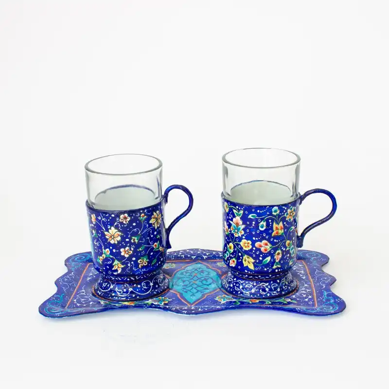 ست سه پارچه گالش و سینی میناکاری مدل M15 -2