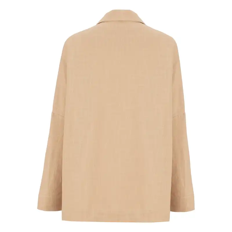 مانتو کتی زنانه سرژه مدل 216597 یقه انگلیسی رنگ کرم