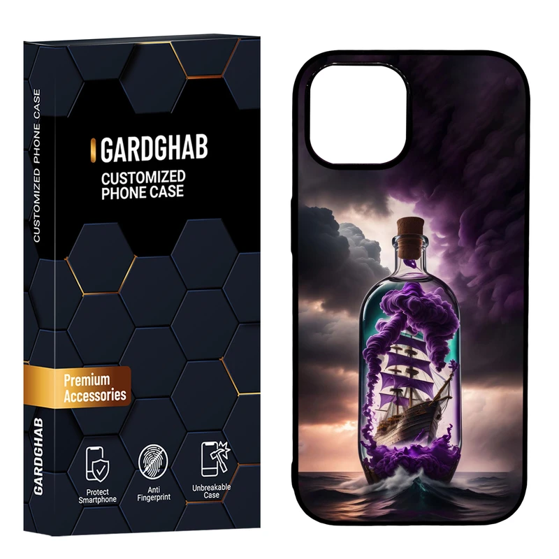 کاور گارد قاب مدل دور ژله ای پشت گلس هنری مناسب برای گوشی موبایل اپل iPhone 15 