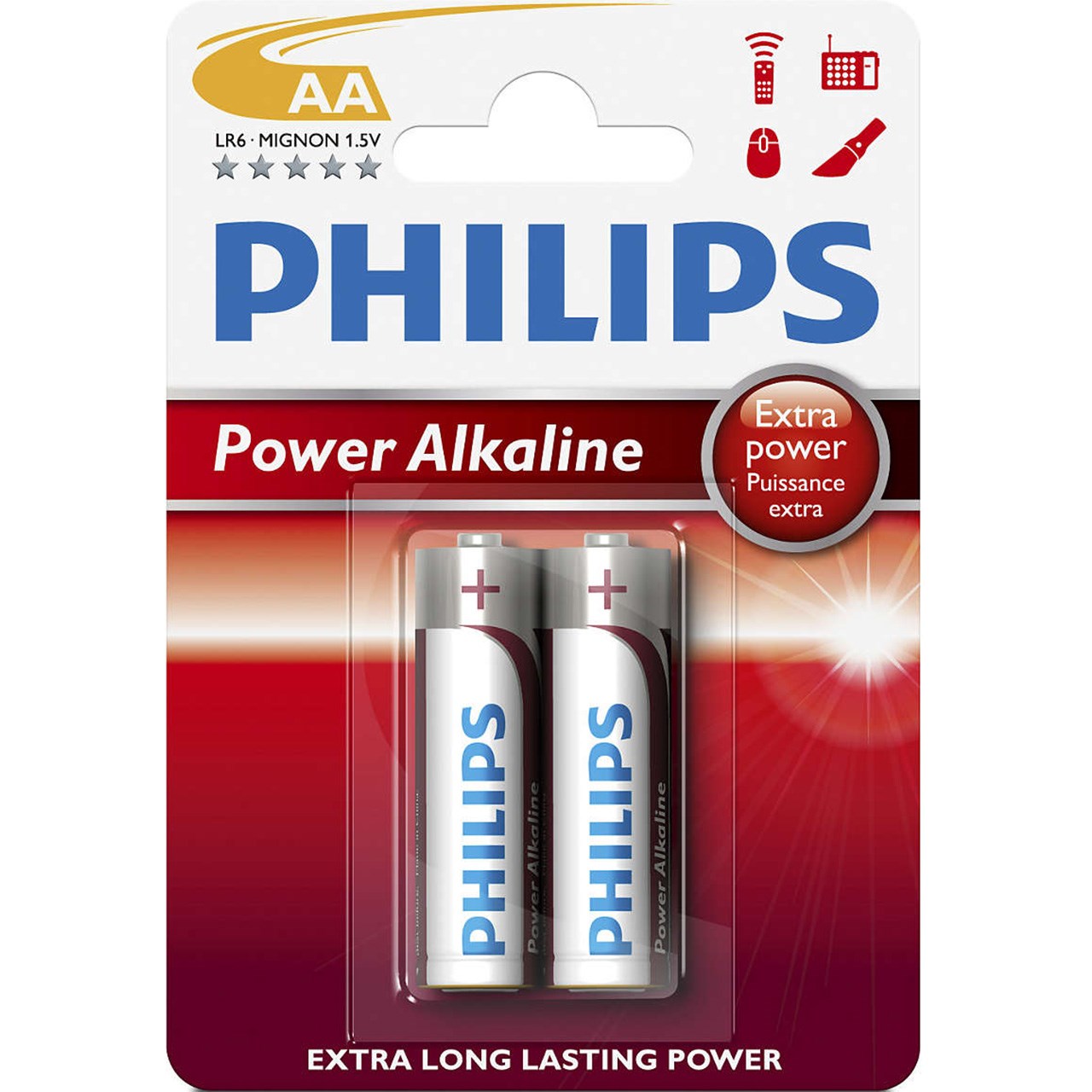 باتری قلمی فیلیپس مدل Power Alkaline LR6-MIGNON بسته 2 عددی