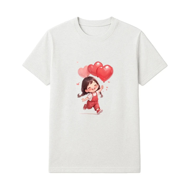 تی‌شرت آستین کوتاه راحتی دخترانه مدل دخترک بادکنکی