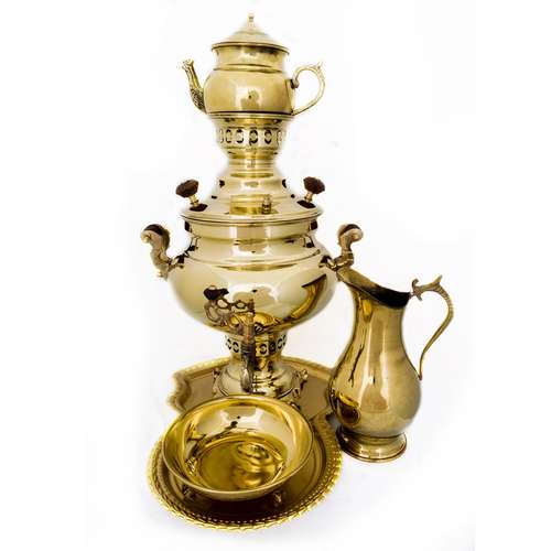 سرویس 5 پارچه سماور زغالی زنجان مدل Z-23 ظرفیت 2 لیتر