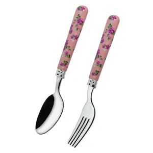 ست قاشق و چنگال 12 پارچه سی اند اس مدل Floral Rose Violet