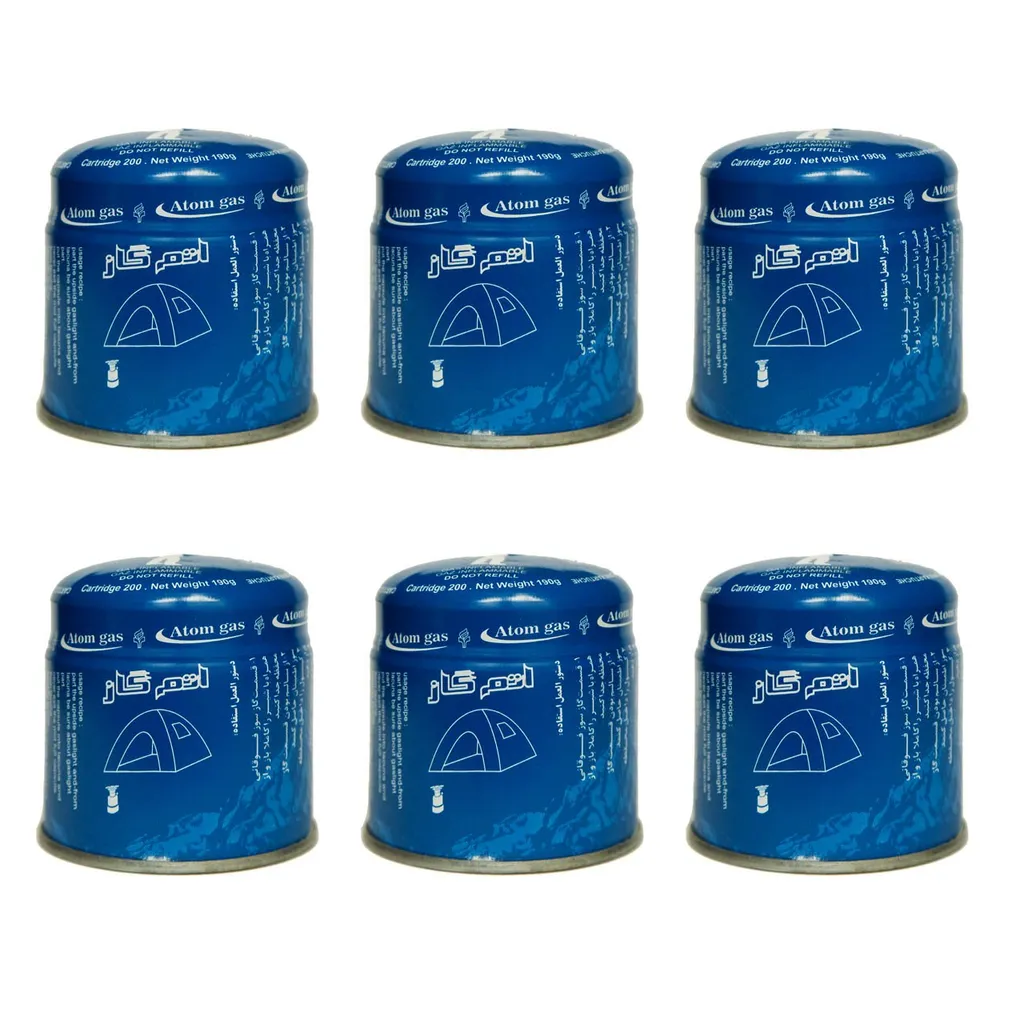 کپسول گاز اتم گاز مدل طارم 190 گرمی بسته 6 عددی