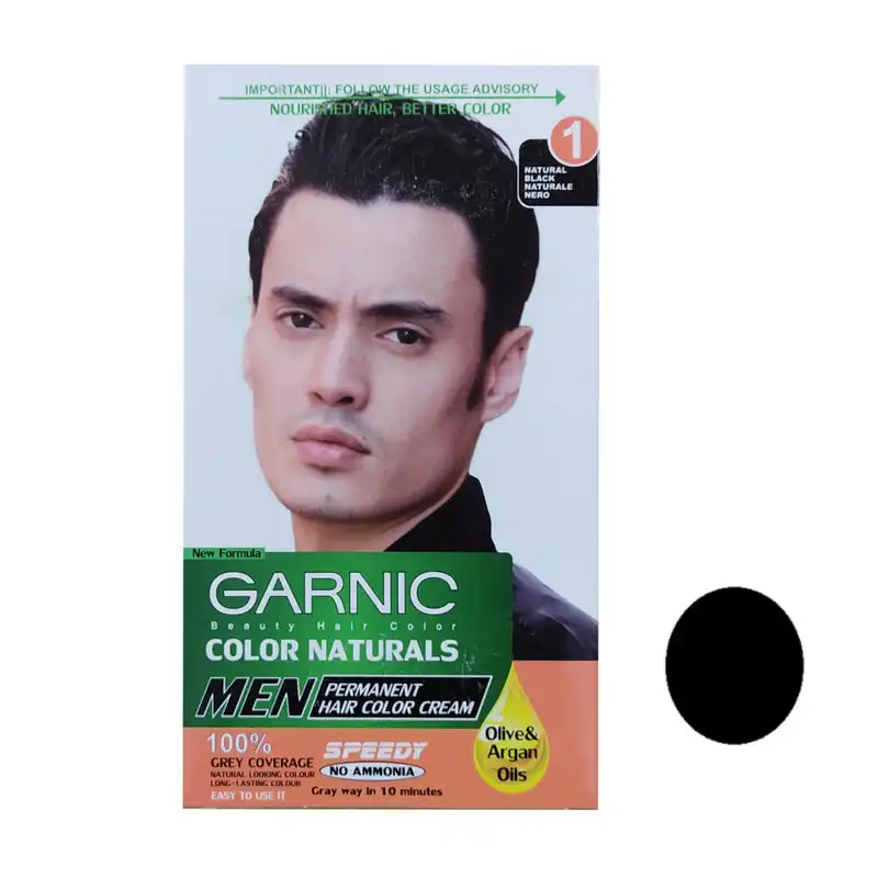 کیت رنگ مو گارنیک شماره 1 حجم ۵۰ میلی لیتر رنگ مشکی طبیعی