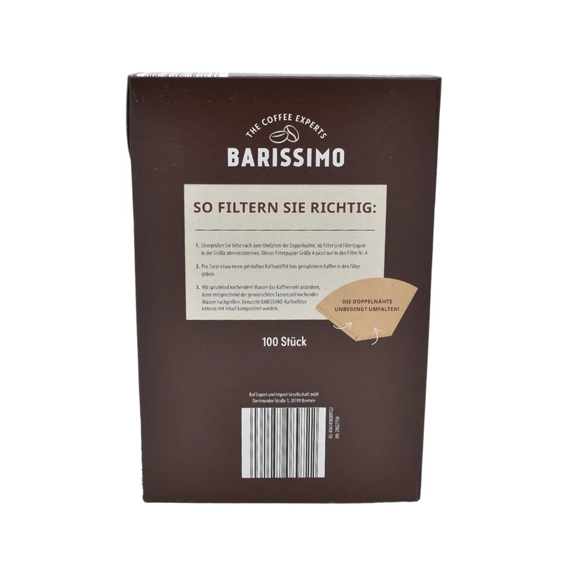 عکس شماره 4 : فیلتر قهوه باریسیمو مدل 04 بسته 100 عددی