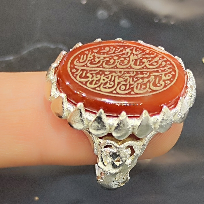 انگشتر مردانه مدل سنگ عقیق خطی کد ۹۴۴۰