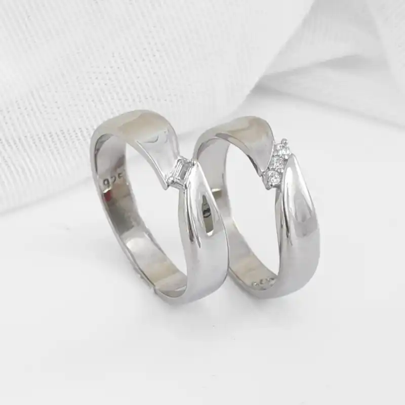 ست انگشتر نقره زنانه و مردانه مدل مریس