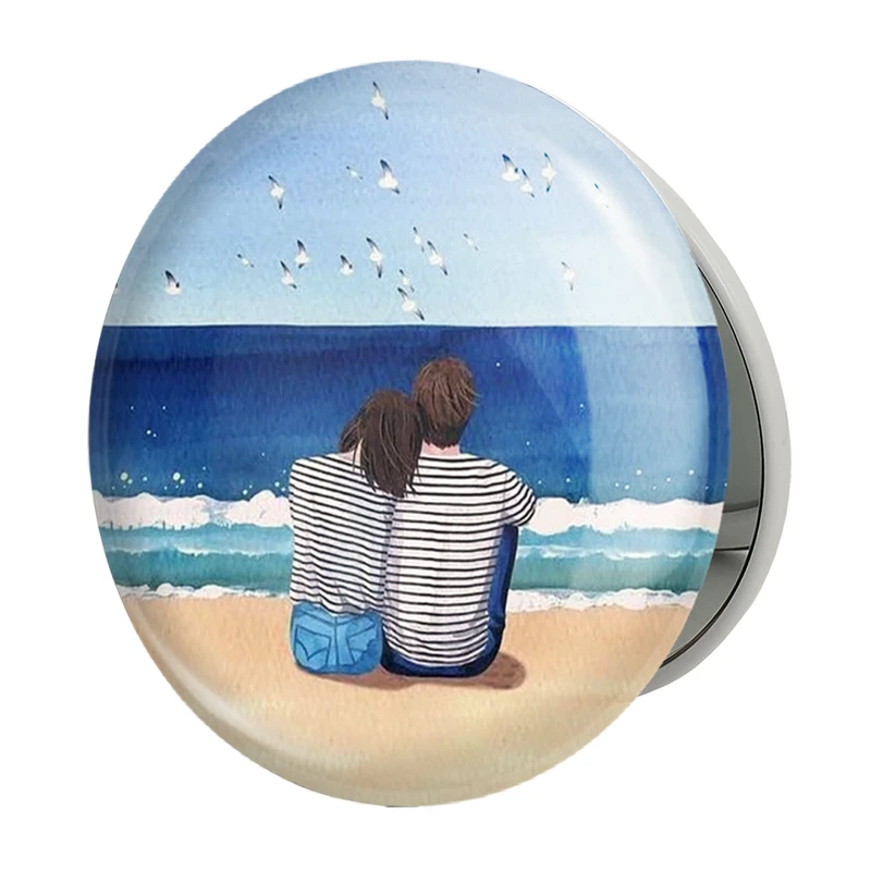 آینه جیبی خندالو طرح عاشقانه مدل تاشو کد 27101 