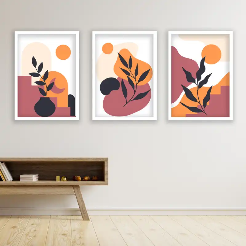 تابلو مدل مینیمال دکوراتیو کد LA-G3099 مجموعه 3 عددی