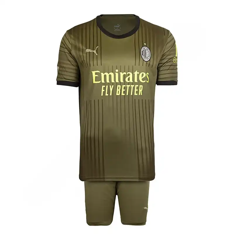 ست تی شرت و شلوارک ورزشی مردانه مدل فوتبال سوم آث میلان NK-7005