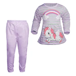 ست تی شرت و شلوار دخترانه مدل Unicorn کد 114