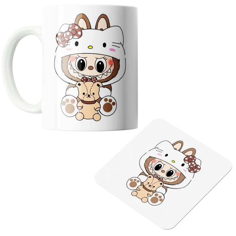 ماگ پاد آفرین مدل لبوبو کد z223 به همراه زیر لیوانی