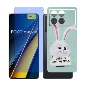 Glass Together model anti blue Screen Protector Suitable for Xiaomi Poco X6 Pro Mobile Phone with Back cover sticker