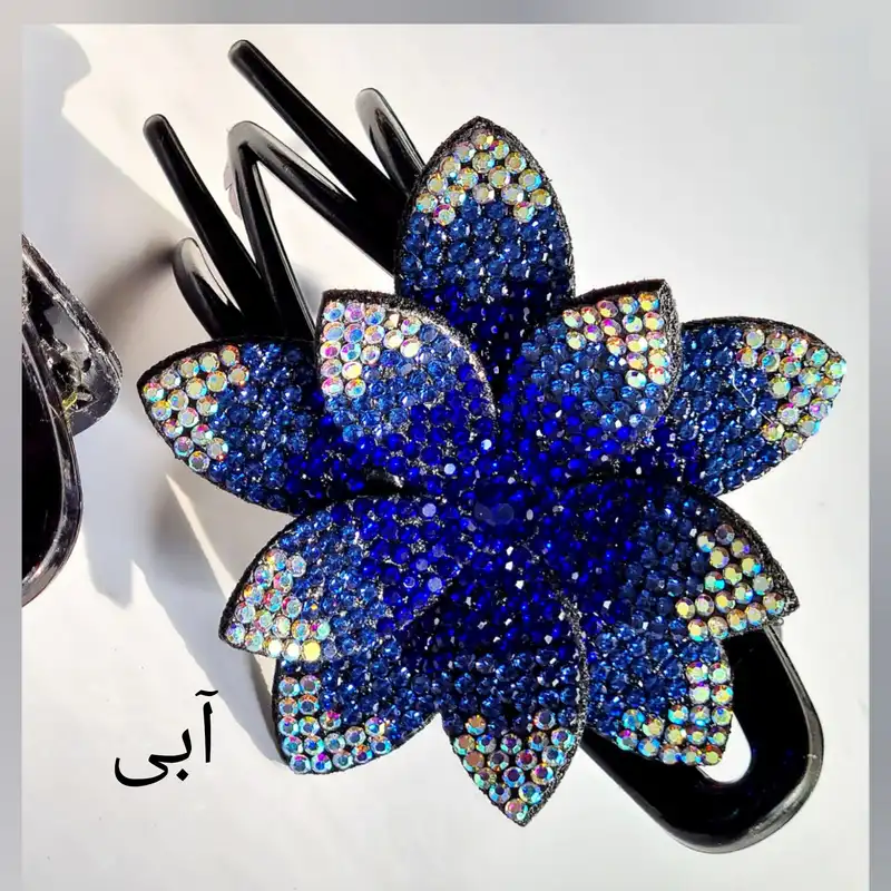 کلیپس مو زنانه مدل شینیون گل نگین دار کد brg 4255