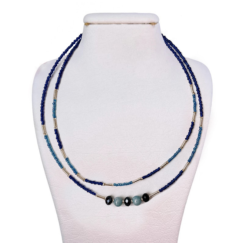 قاب گردنبند دست ساز مدل آکوامارین-کریستال