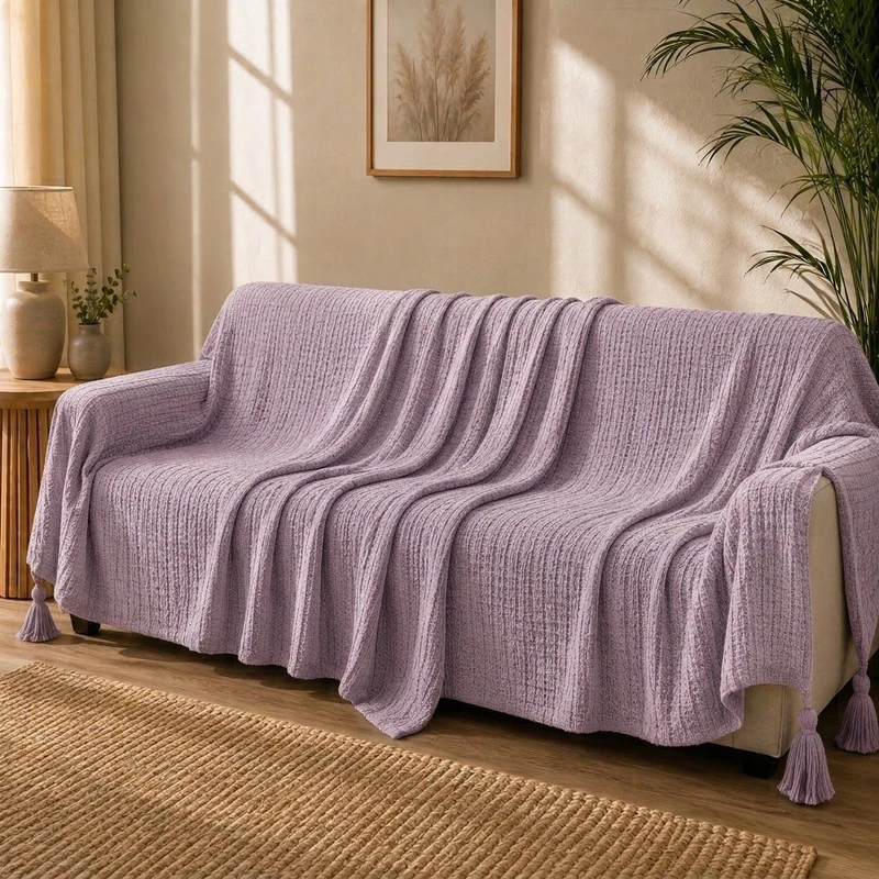شال مبل و تخت مدل نخ ترک اکرلیک سایز 150*290 سانتی‌متر