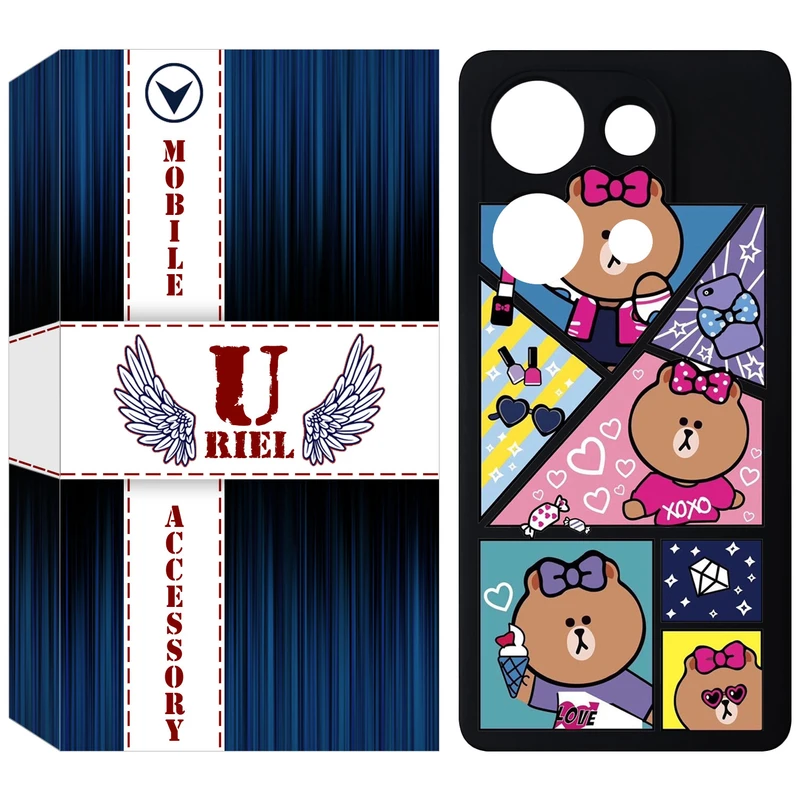 کاور یوریل مدل KSH کد 13 طرح Brown مناسب برای گوشی موبایل شیائومی Poco M6 Pro