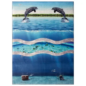 فرش ماشینی جانگل مدل Blue Sea کد 3D-2056
