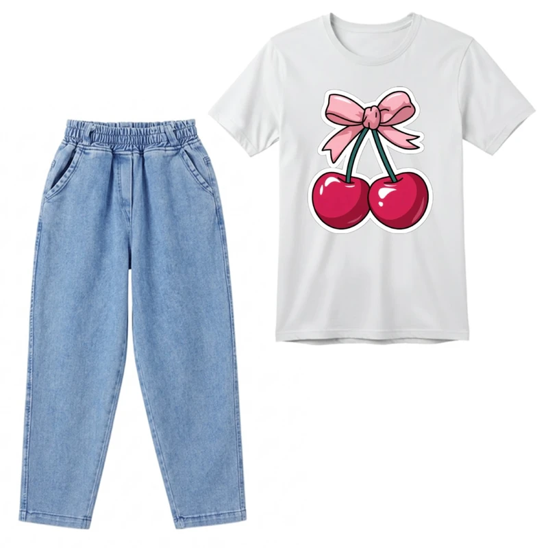 ست تی‌شرت آستین کوتاه و شلوار پسرانه مدل گیلاس کد f1 