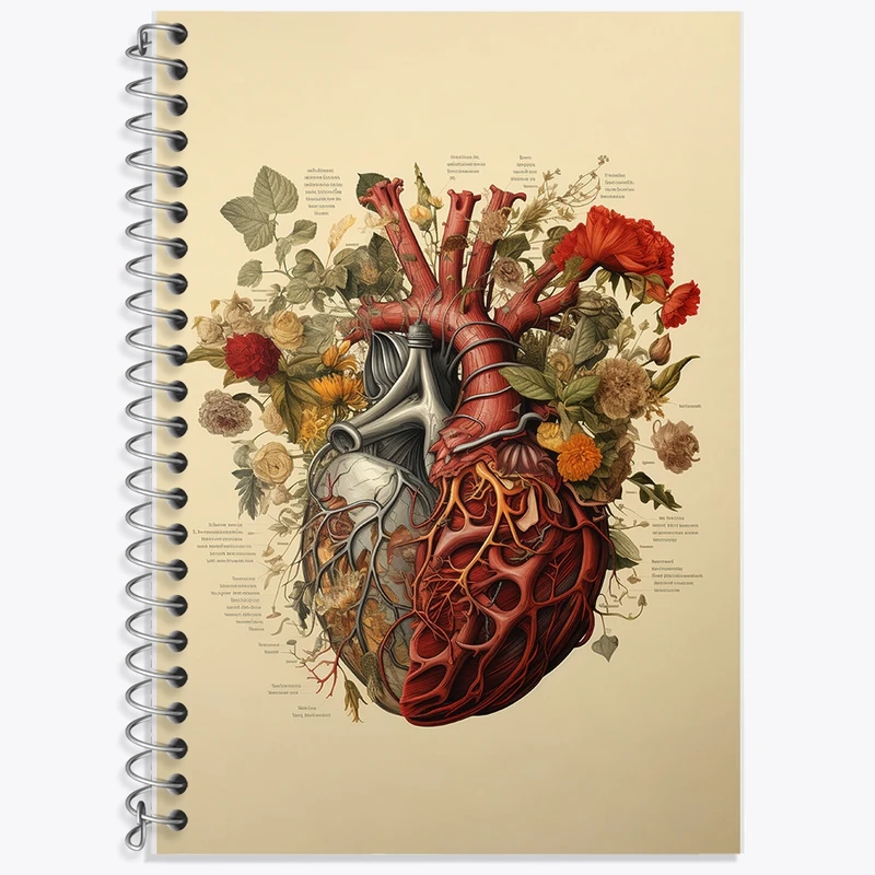 دفتر زبان 50 برگ خندالو مدل سه خط طرح قلب و گل کد F497