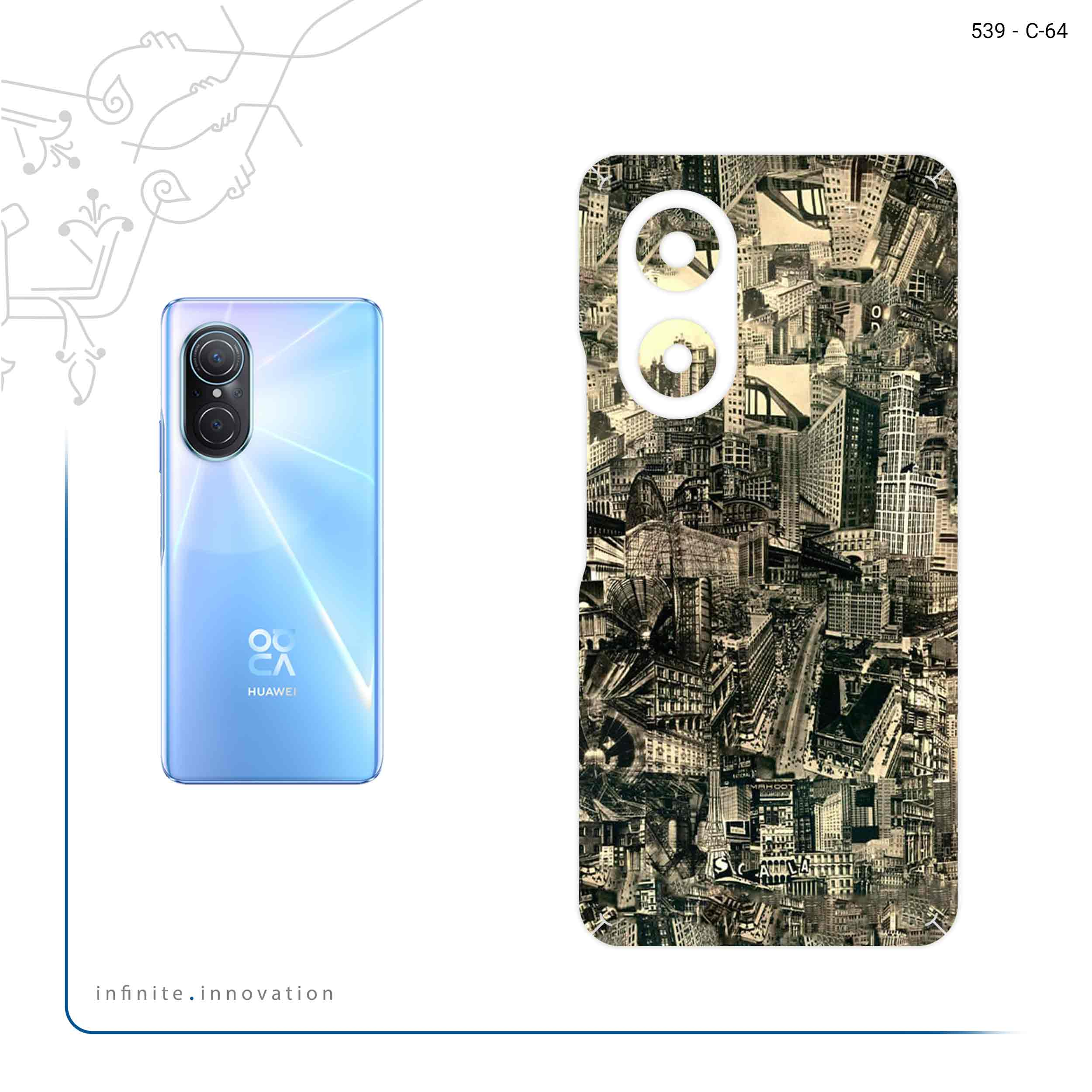 برچسب پوششی ماهوت مدل Collage of Skyscraper مناسب برای گوشی موبایل هوآوی Nova 9 SE