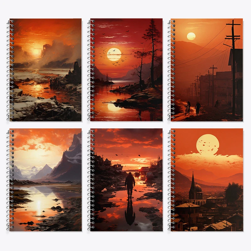 دفتر زبان 50 برگ خندالو مدل دو خط طرح غروب کد 998 مجموعه 6 عددی