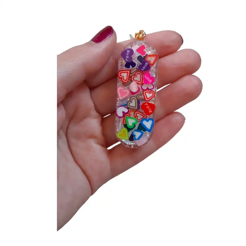 جاکلیدی رزینی مدل قلبی رنگی رنگی