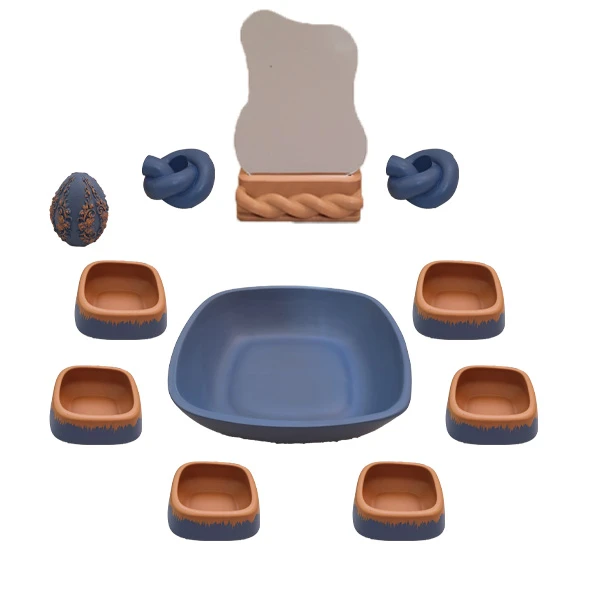 مجموعه ظروف هفت سین 12 پارچه مدل مدرن مینیمال دریا نوروزی