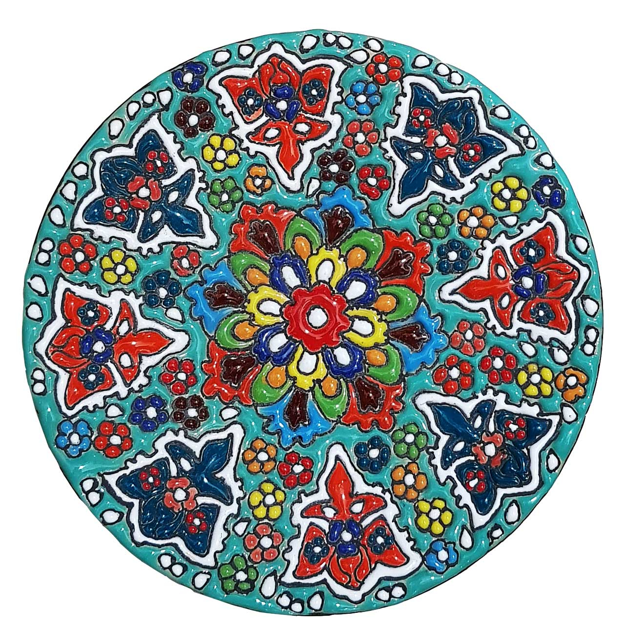 بشقاب سفالی میناکاری قطر 15 کد 203