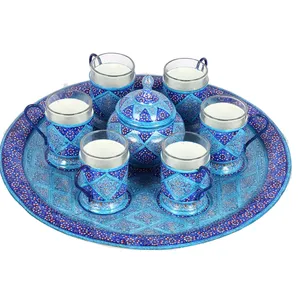 سرویس چایی خوری مسی میناکاری گالری گوهران مدل 1145