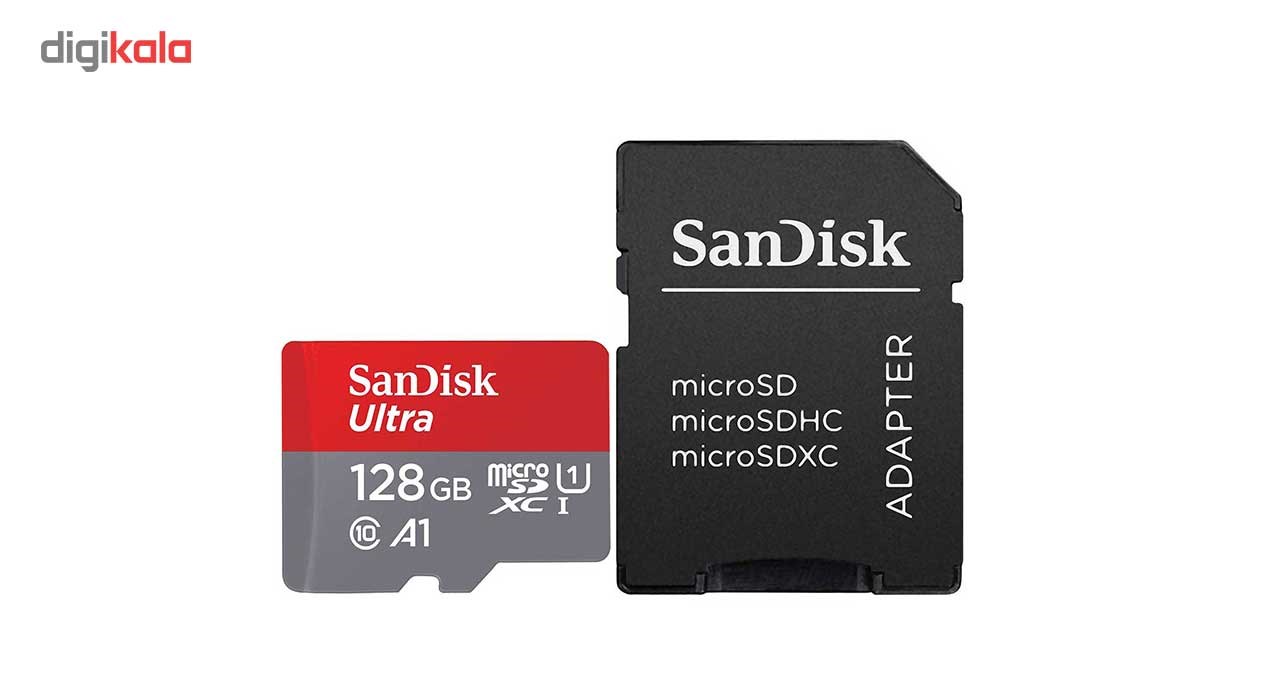 کارت حافظه microSDXC سن دیسک مدل Ultra  کلاس10 و A1 استاندارد UHS-I U1 سرعت 100MBps 667X همراه با آداپتور SD ظرفیت 128 گیگابایت