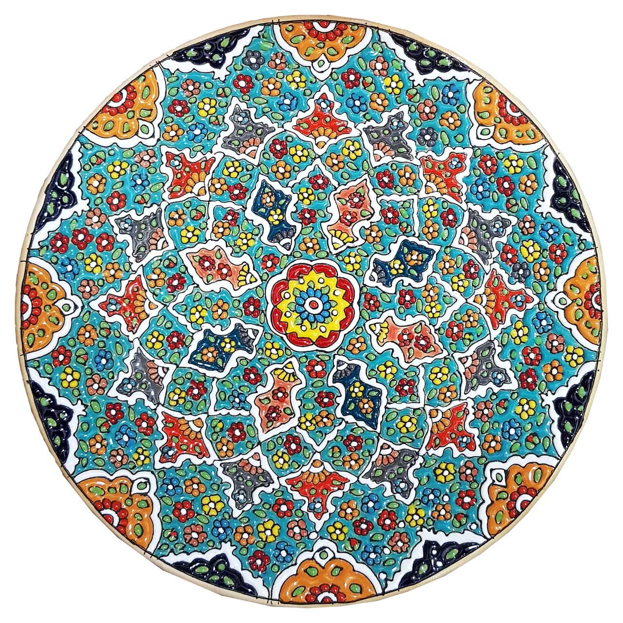 بشقاب سفالی میناکاری قطر 25 کد 401