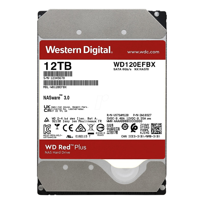 هارد دیسک اینترنال وسترن دیجیتال مدل WD120EFBX R Plus ظرفیت 12 ترابایت