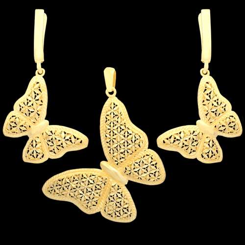 نیم ست طلا 18 عیار زنانه طلای مستجابی مدل پروانه کد 576