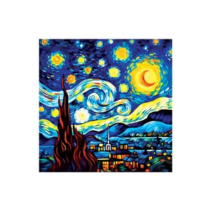 زیر لیوانی مدل رومادون طرح نقاشی شب پر ستاره ونگوگ VanGogh کد 02