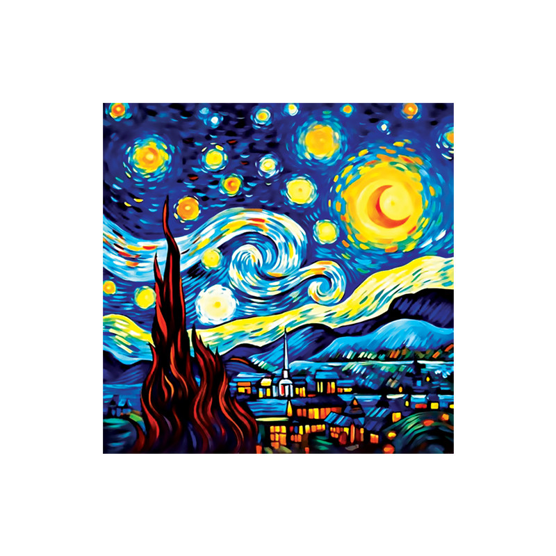 زیر لیوانی مدل رومادون طرح نقاشی شب پر ستاره ونگوگ VanGogh کد 02