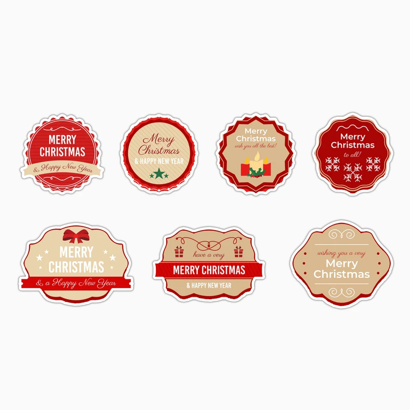 استیکر لپ تاپ و موبایل بووم طرح لیبل کریسمس کد MD38 مجموعه 7 عددی