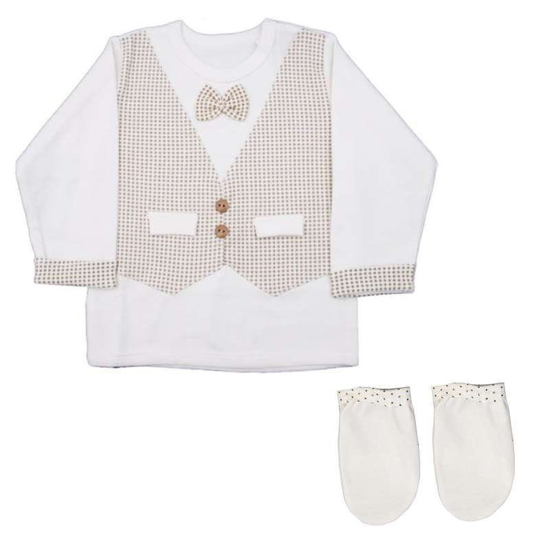 ست تی شرت آستین بلند و دستکش نوزادی مدل 2PC-4