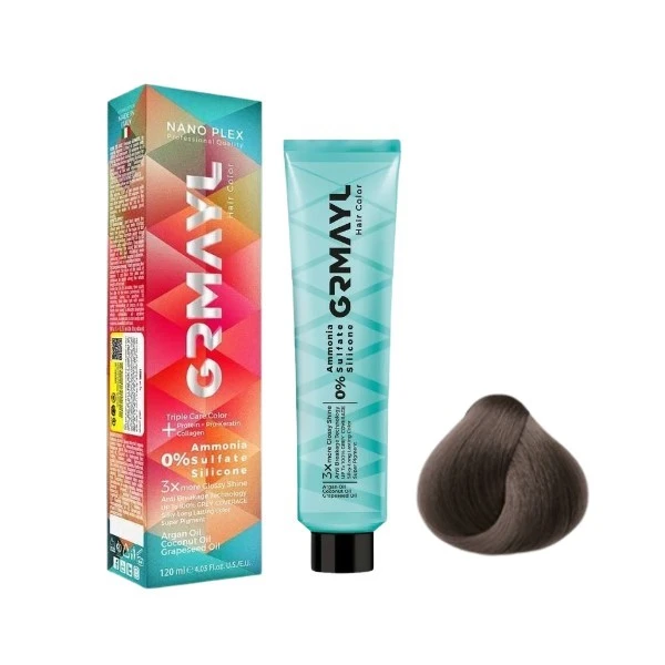 رنگ مو گرمایل شماره 8.1 مدل 2024 حجم 120 میلی لیتر رنگ بلوند دودی خاکستری روشن