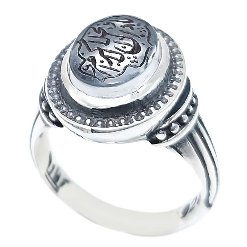 انگشتر نقره مردانه مدل دُر نجف خطی کد VA2056