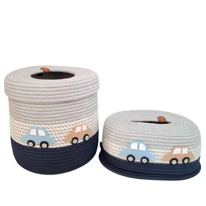 ست سطل و جادستمال کاغذی اتاق کودک مدل قیطان دوزی