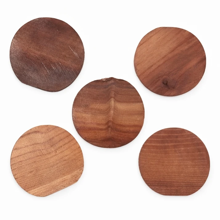 لیوانی چوبی مدل روستیک طرح فلت دفرمه مجموعه ۵ عددی