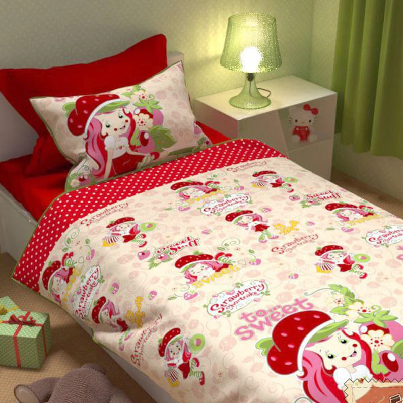 سرویس ملحفه سندس مدل توت فرنگی کد KF314 یکنفره 2 تکه