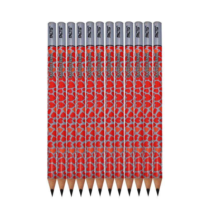 مداد مشکی فکتیس طرح قلب کد 08 بسته 12 عددی