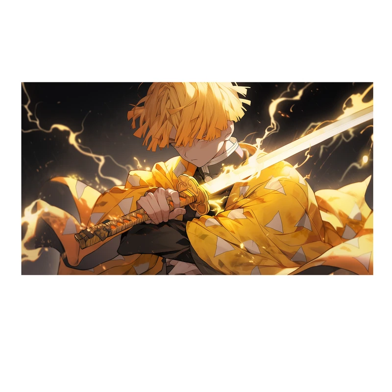 استیکر لپ تاپ و موبایل مدل انیمه طرح شیطان کش زنیتسو آگاتسوما demon slayer Zenitsu Agatsuma کد 756