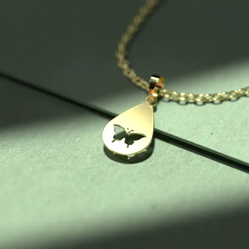 گردنبند طلا 18 عیار زنانه مدوپد مدل طرح اشک و پروانه کد MM1204