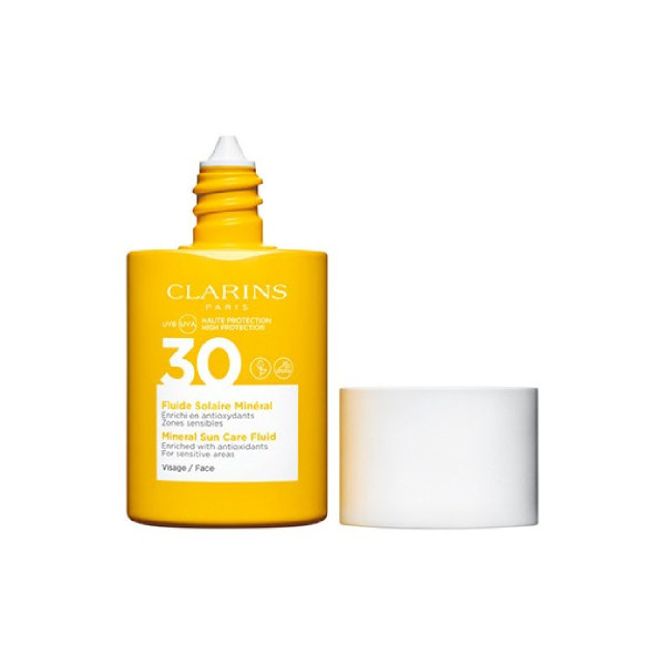 لوسیون ضد آفتاب بدون رنگ کلارنس SPF 30 مدل Mineral ‌ مناسب انواع پوست حجم 30 میلی لیتر