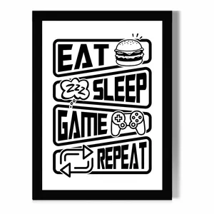 تابلو دیواری مدل گیمینگ طرح  Eat Sleep Game Repeat کد FD291