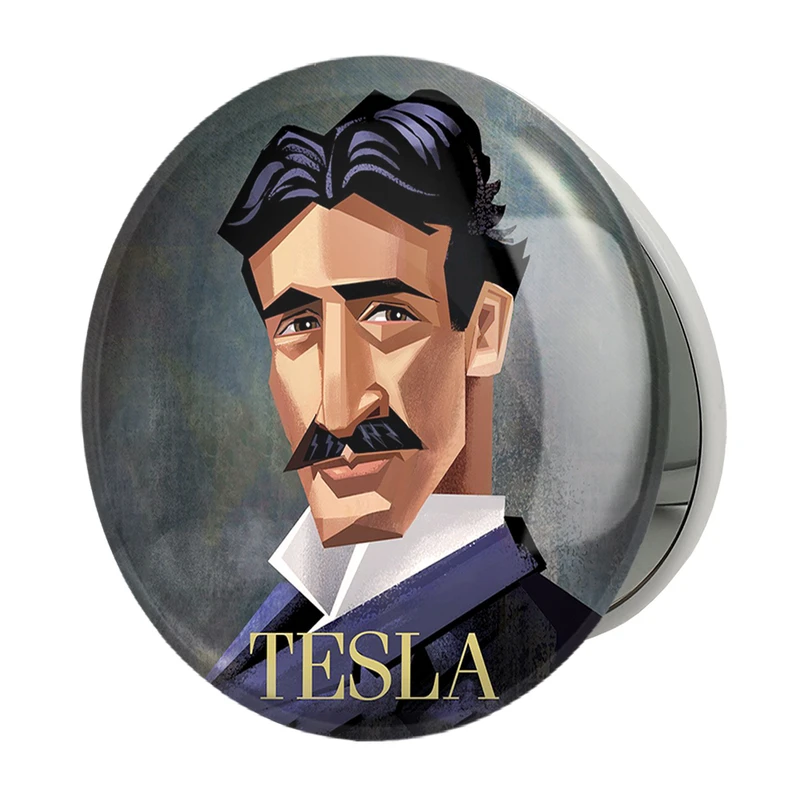 آینه جیبی خندالو طرح نیکولاس تسلا Tesla مدل تاشو کد 29494